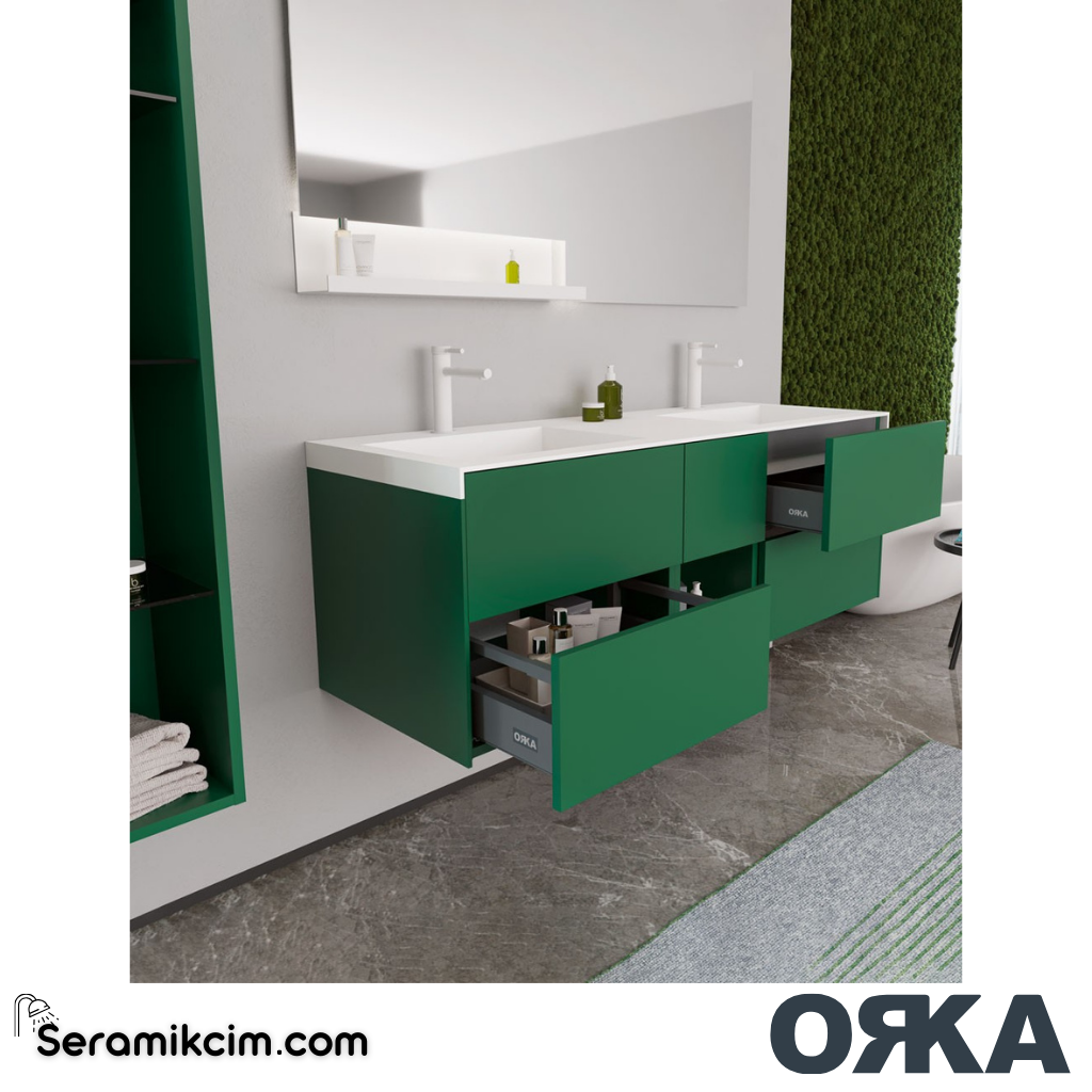 Orka Milano 140cm Banyo Dolabı Set Mat Mavi - ORK162.140.04.TKM