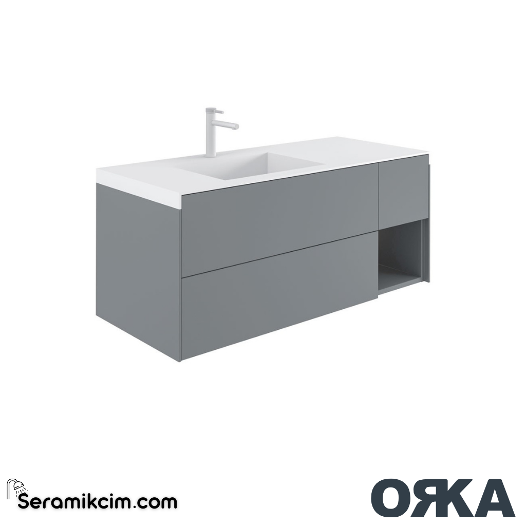 Orka Milano 140cm Banyo Dolabı Set Mat Gri - ORK162.140.03.TKM
