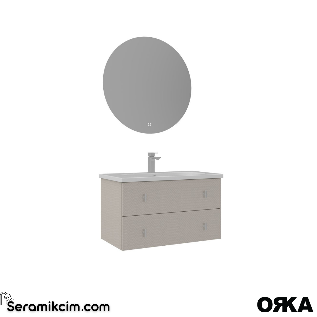 Orka Milazzo 80cm Ledli Ayna Asma Banyo Dolabı Set Callisto Krom Detay