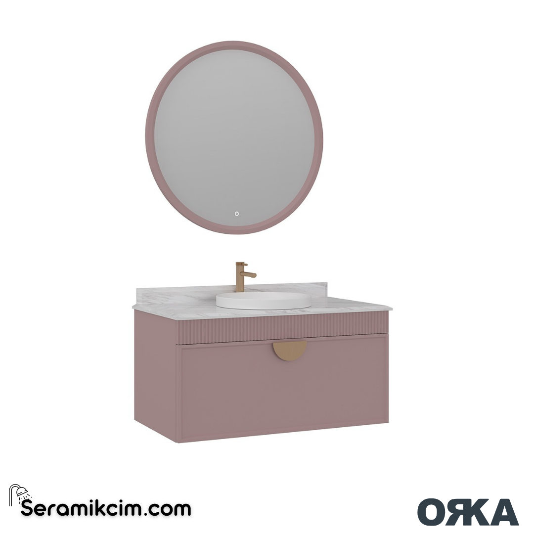 Orka Molino 100cm Banyo Dolabı Set Mat Pudra Altın Kulp - ORK16.100.05.TKM