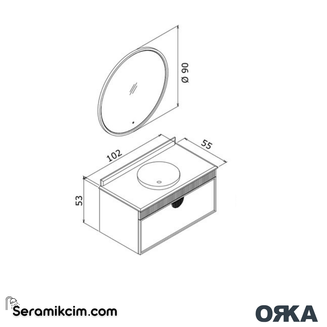 Orka Molino 100cm Banyo Dolabı Set Mat Beyaz Altın Kulp - ORK16.100.02.TKM