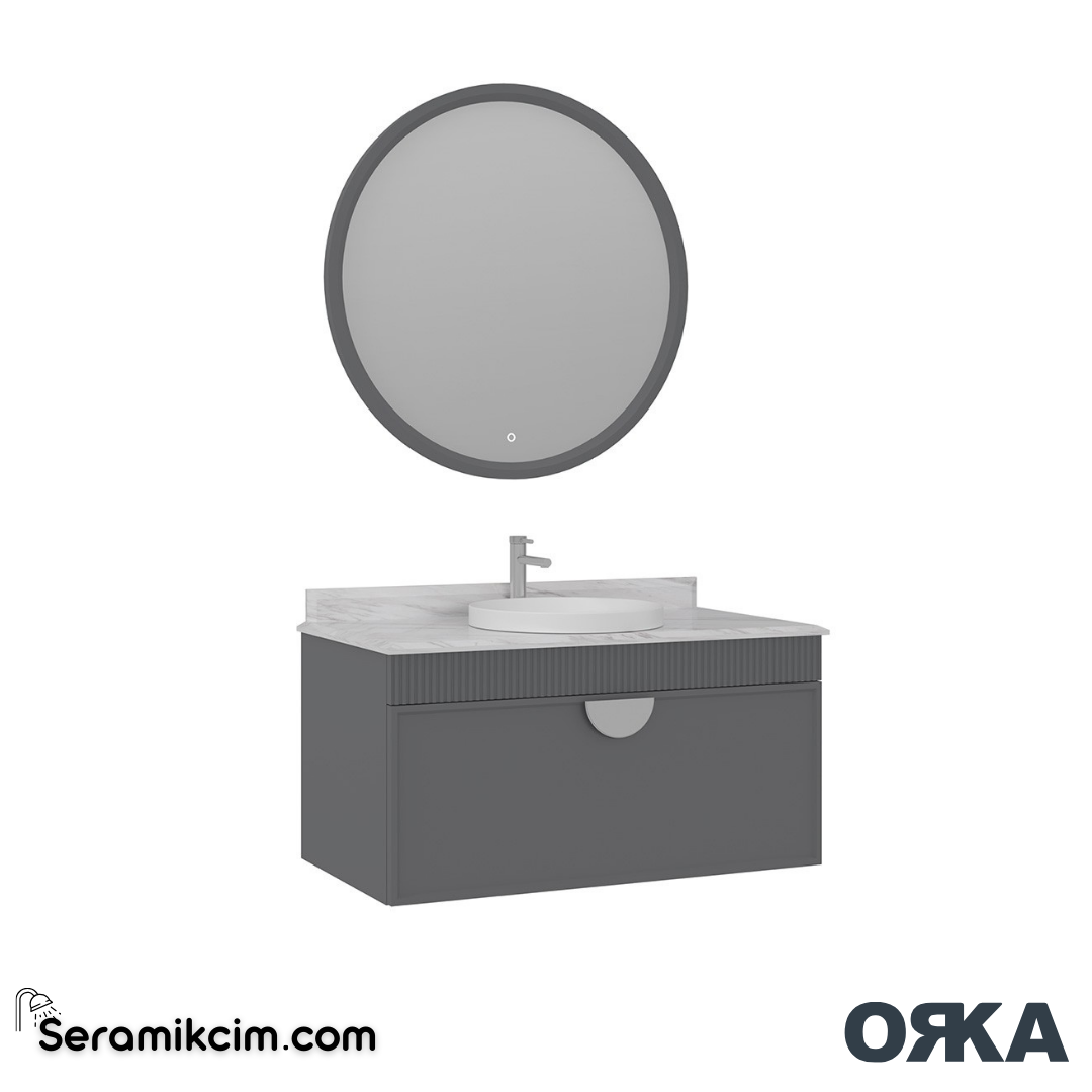 Orka Molino 100cm Banyo Dolabı Set Mat Gri Krom Kulp - ORK161.100.03.TKM