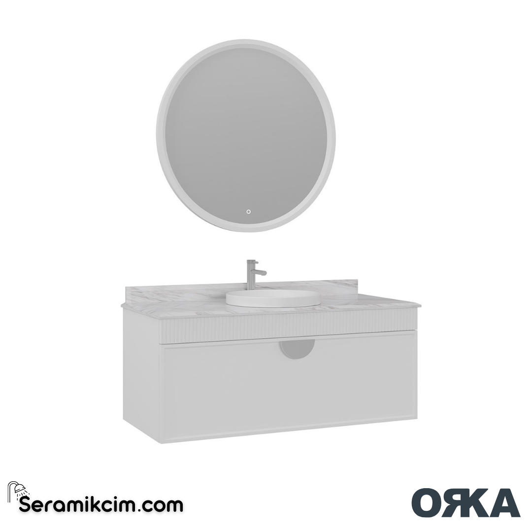 Orka Molino 120cm Banyo Dolabı Set Mat Beyaz Krom Kulp - ORK161.120.02.TKM