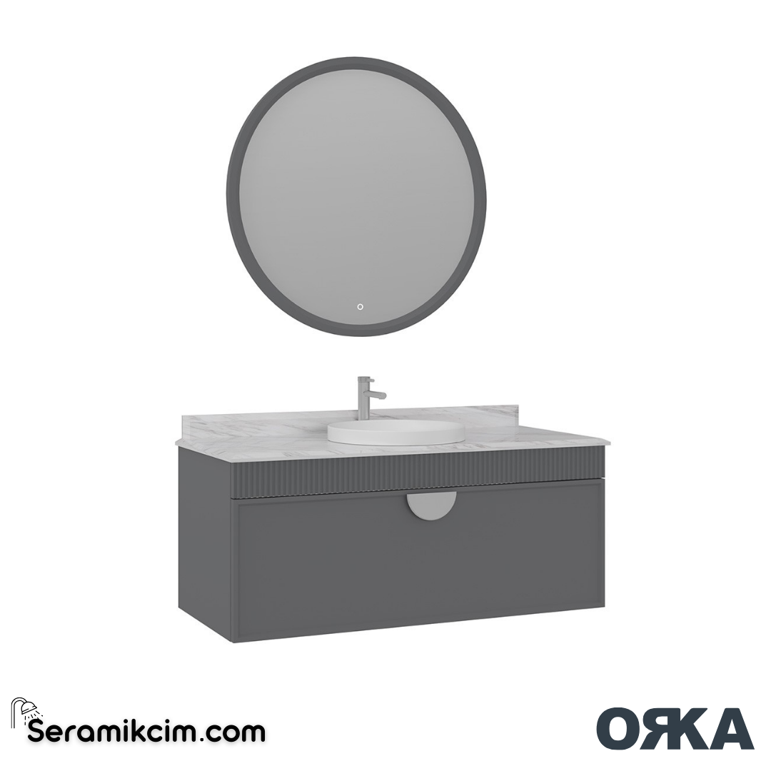Orka Molino 120cm Banyo Dolabı Set Mat Gri Krom Kulp - ORK161.120.03.TKM