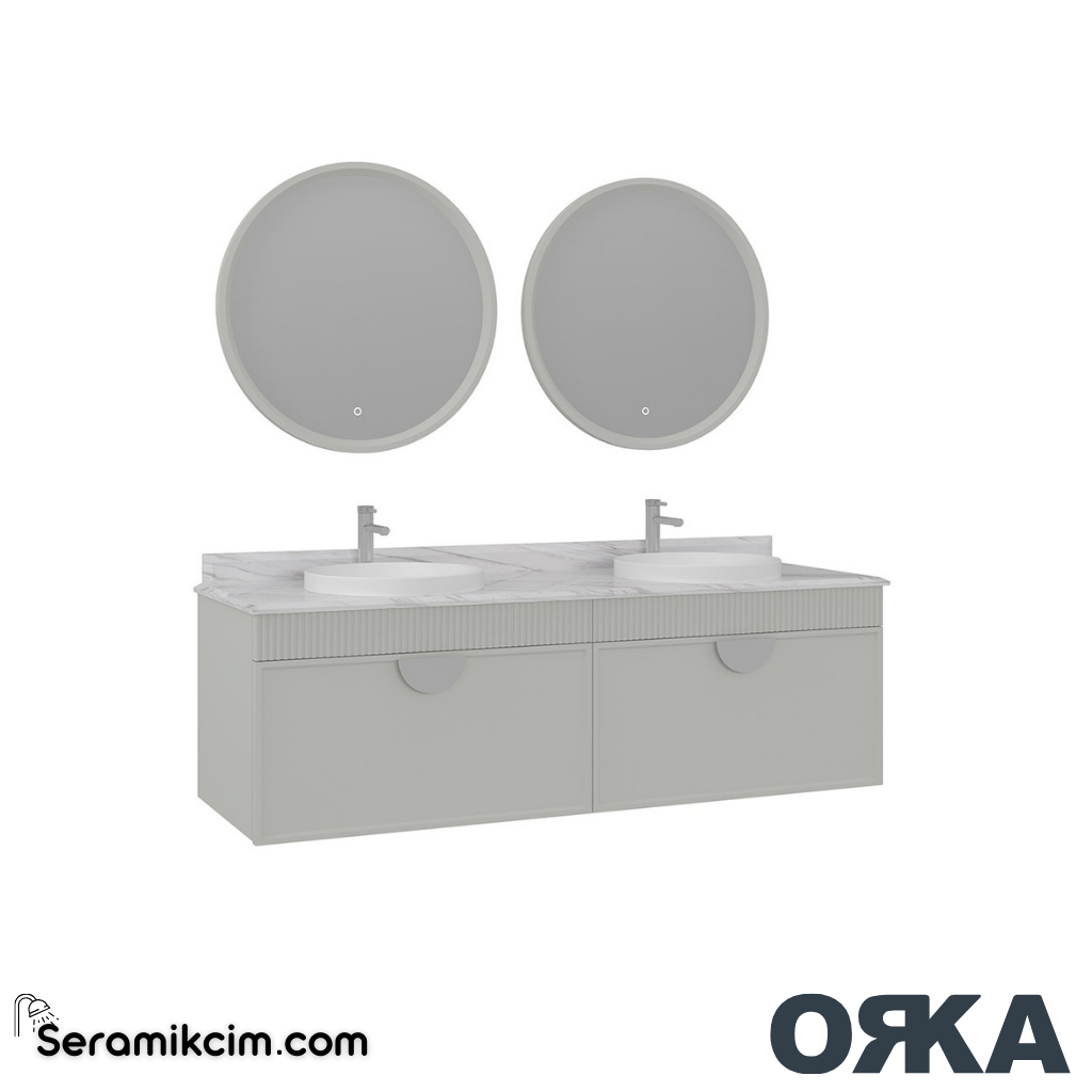 Orka Molino 160cm Banyo Dolabı Set Mat Kaşmir Krom Kulp - ORK161.160.01.TKM