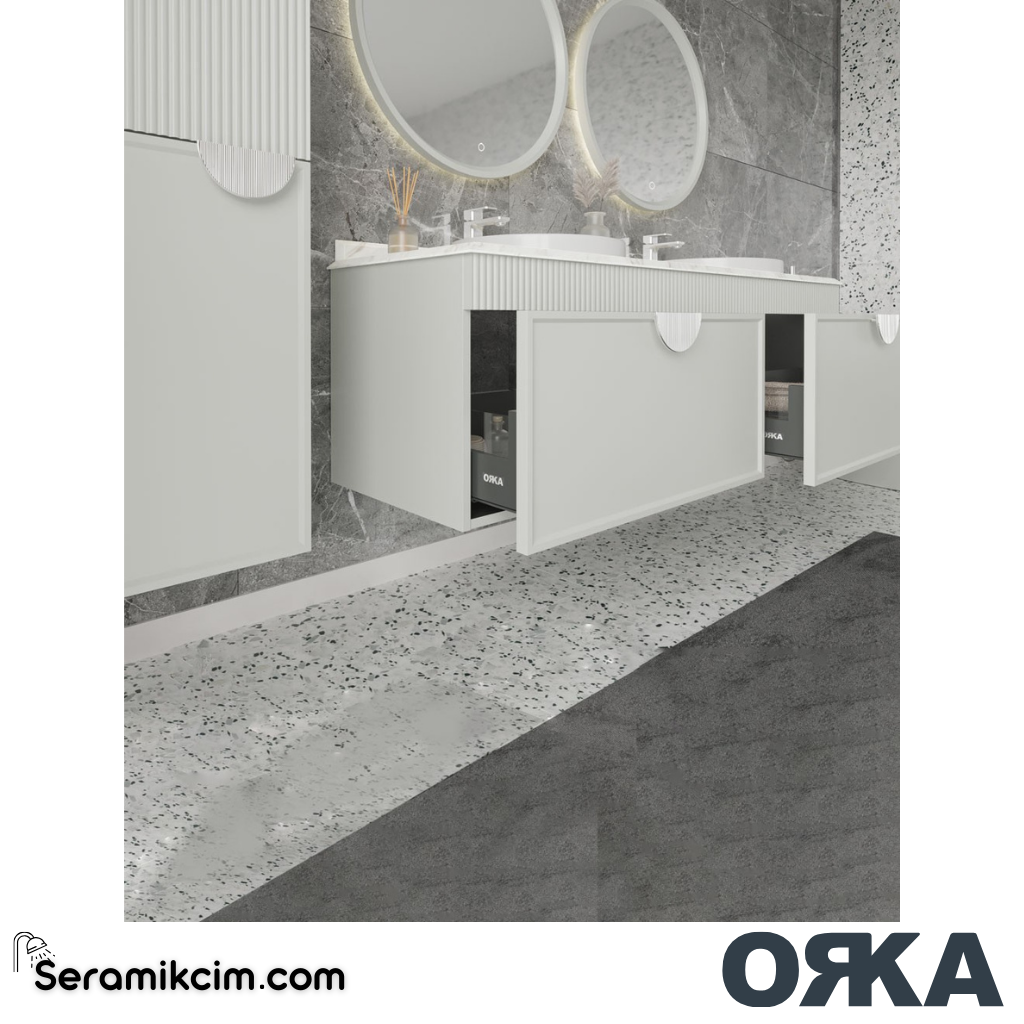 Orka Molino 160cm Banyo Dolabı Set Mat Kaşmir Krom Kulp - ORK161.160.01.TKM