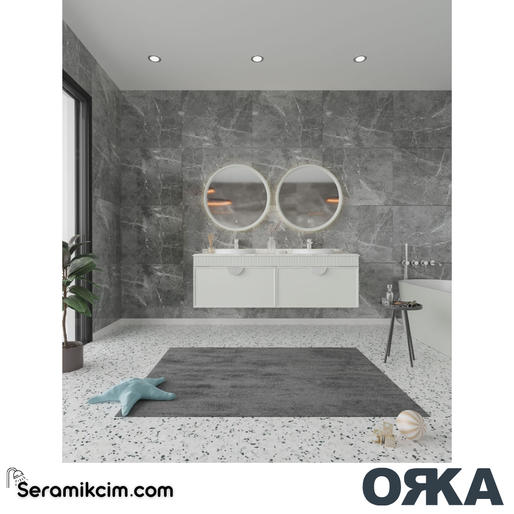 Orka Molino 160cm Banyo Dolabı Set Mat Kaşmir Krom Kulp - ORK161.160.01.TKM