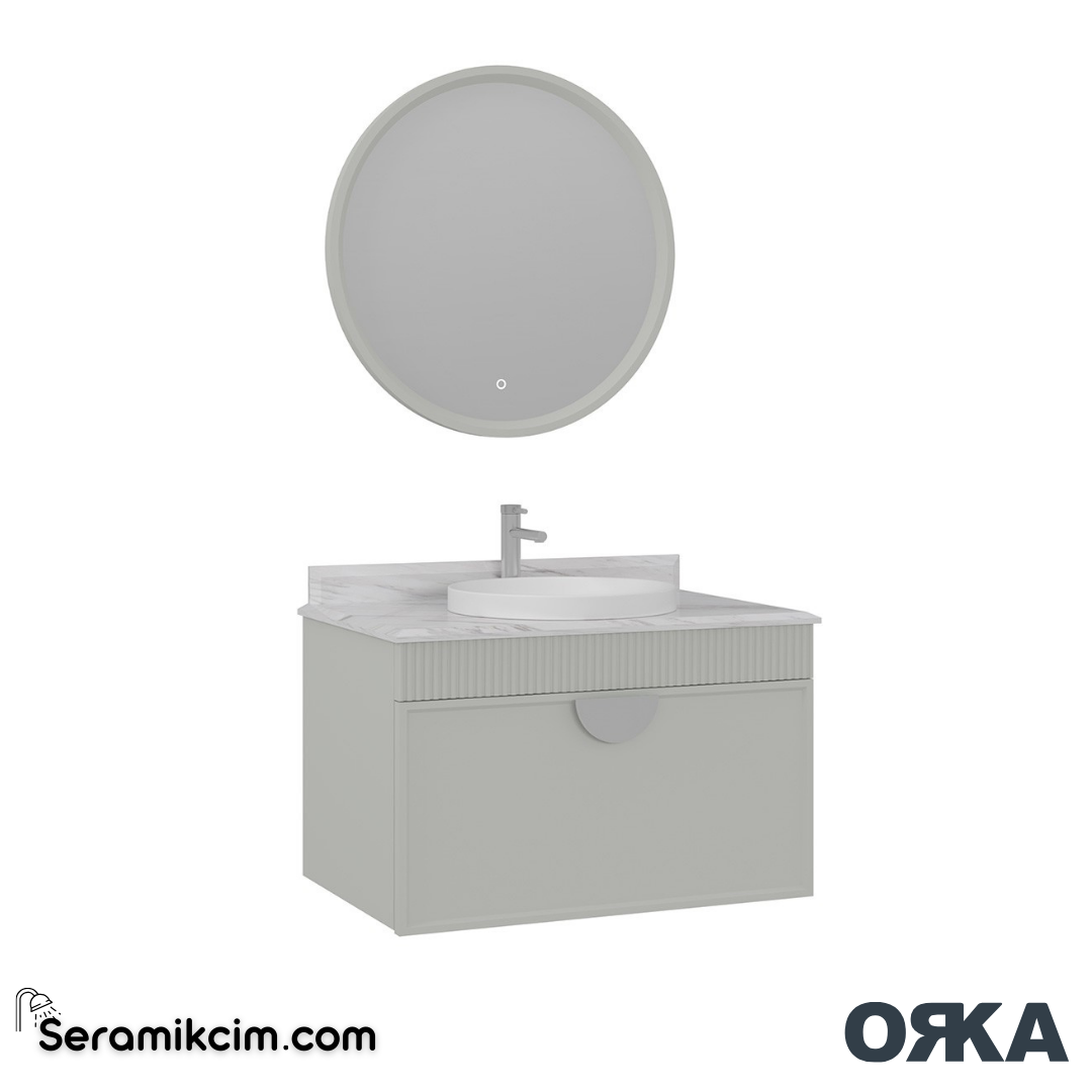Orka Molino 80cm Banyo Dolabı Set Mat Kaşmir Krom Kulp - ORK161.80.04.TKM