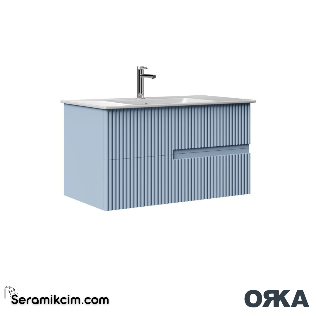 Orka Moonlight 70cm Banyo Dolabı Set Çift Çekmeceli Mat Açık Mavi - ORK160.70.04.TKM