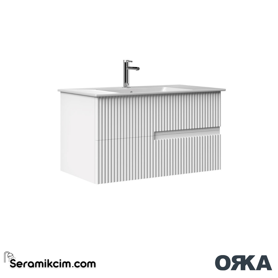 Orka Moonlight 70cm Banyo Dolabı Set Çift Çekmeceli Mat Beyaz - ORK160.70.02.TKM