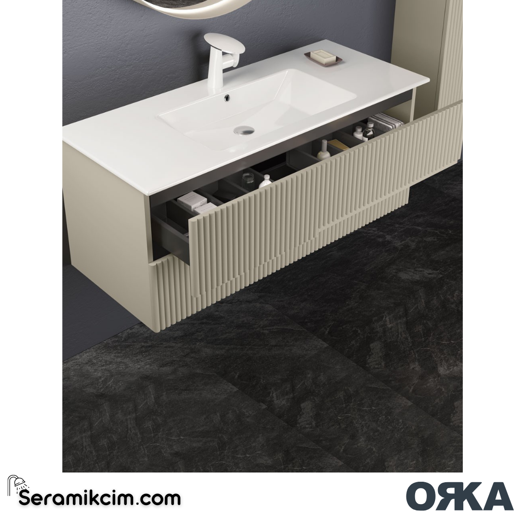 Orka Moonlight 70cm Banyo Dolabı Set Çift Çekmeceli Mat Beyaz - ORK160.70.02.TKM