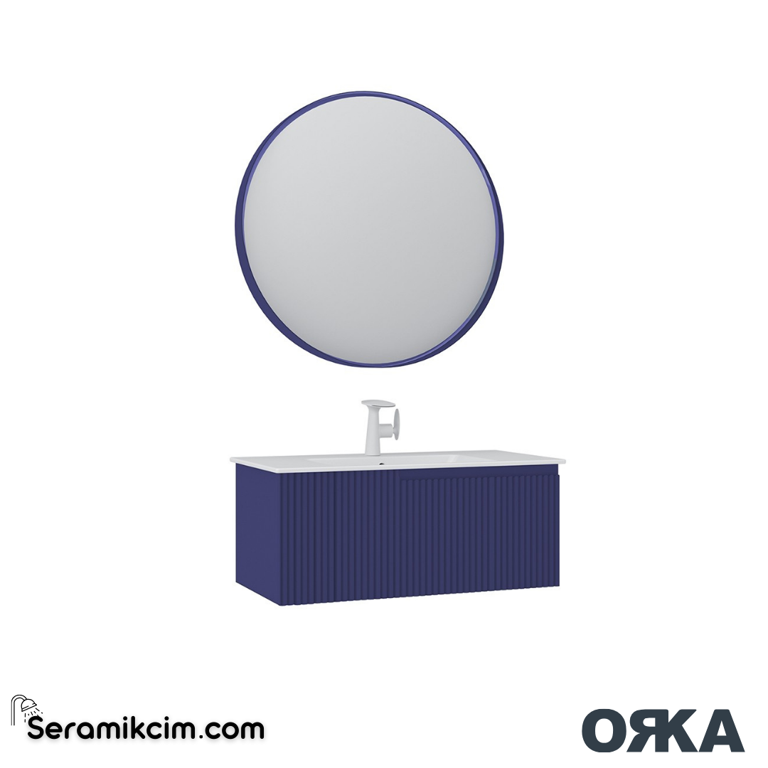 Orka Moonlight 90cm Banyo Dolabı Set Tek Çekmeceli Mat Lacivert - ORK163.90.05.TKM
