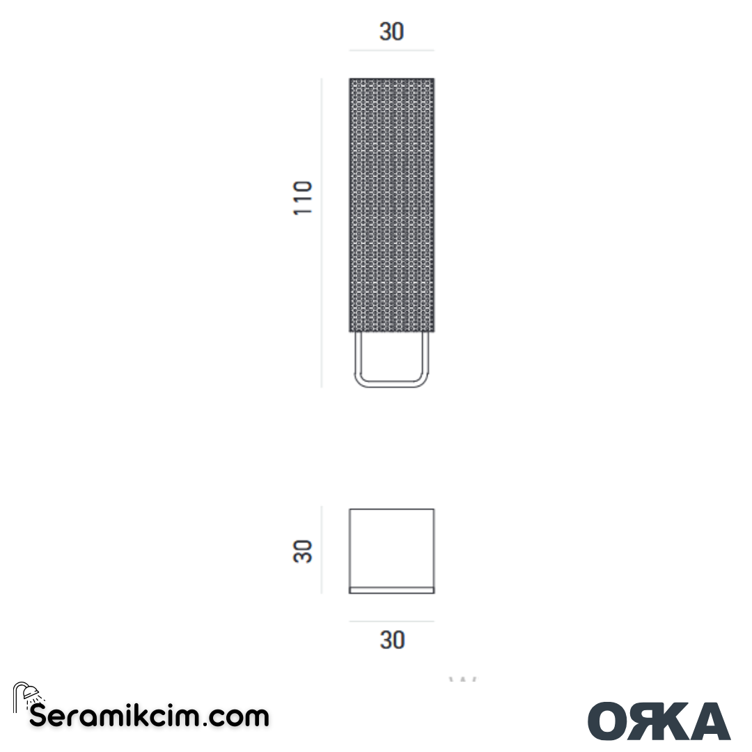Orka Noto 30cm Açık Raflı Boy Dolabı Sol Mat Siyah - ORK.BYD1228