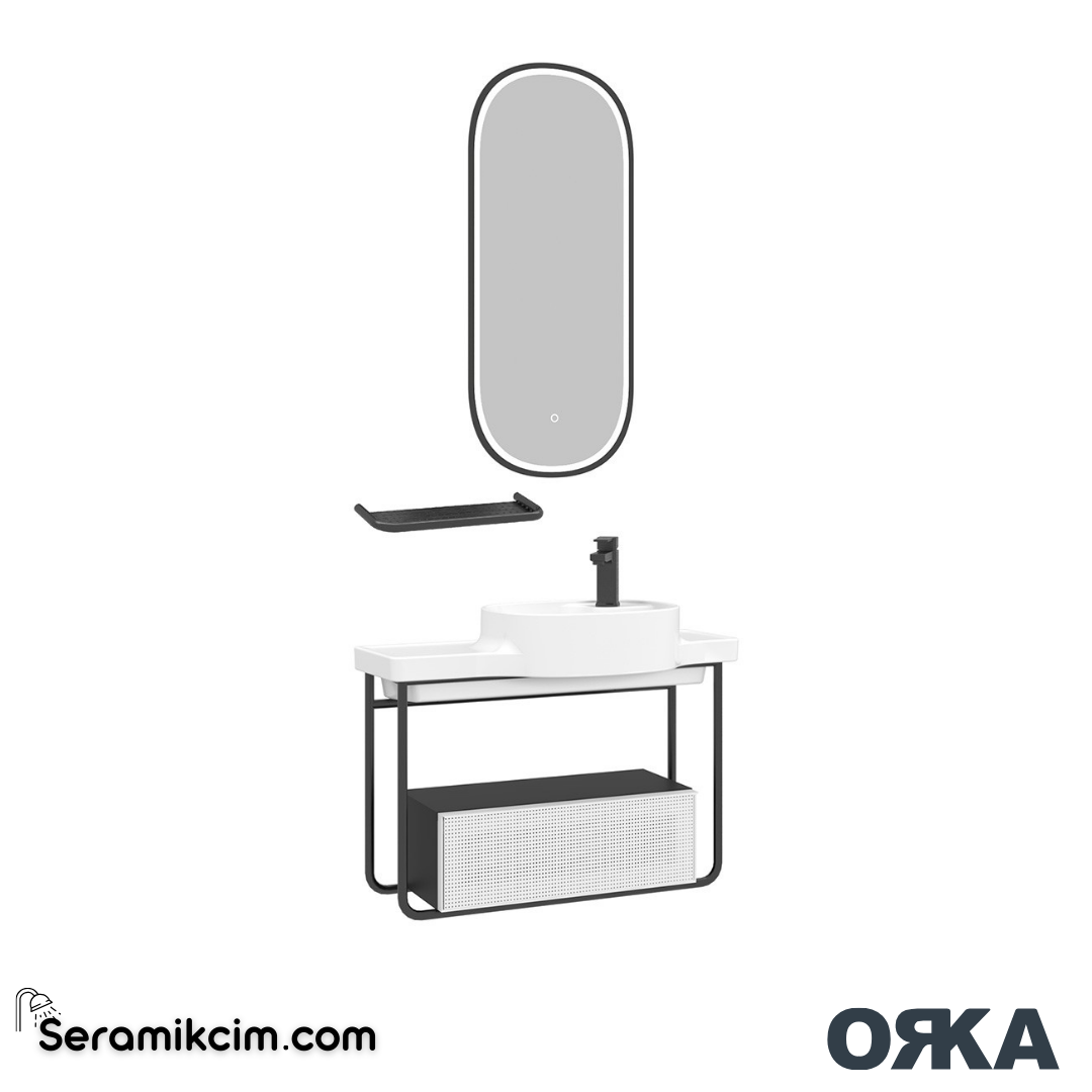Orka Noto 80cm Banyo Dolabı Set Mat Beyaz - ORK171.80.01.TKM
