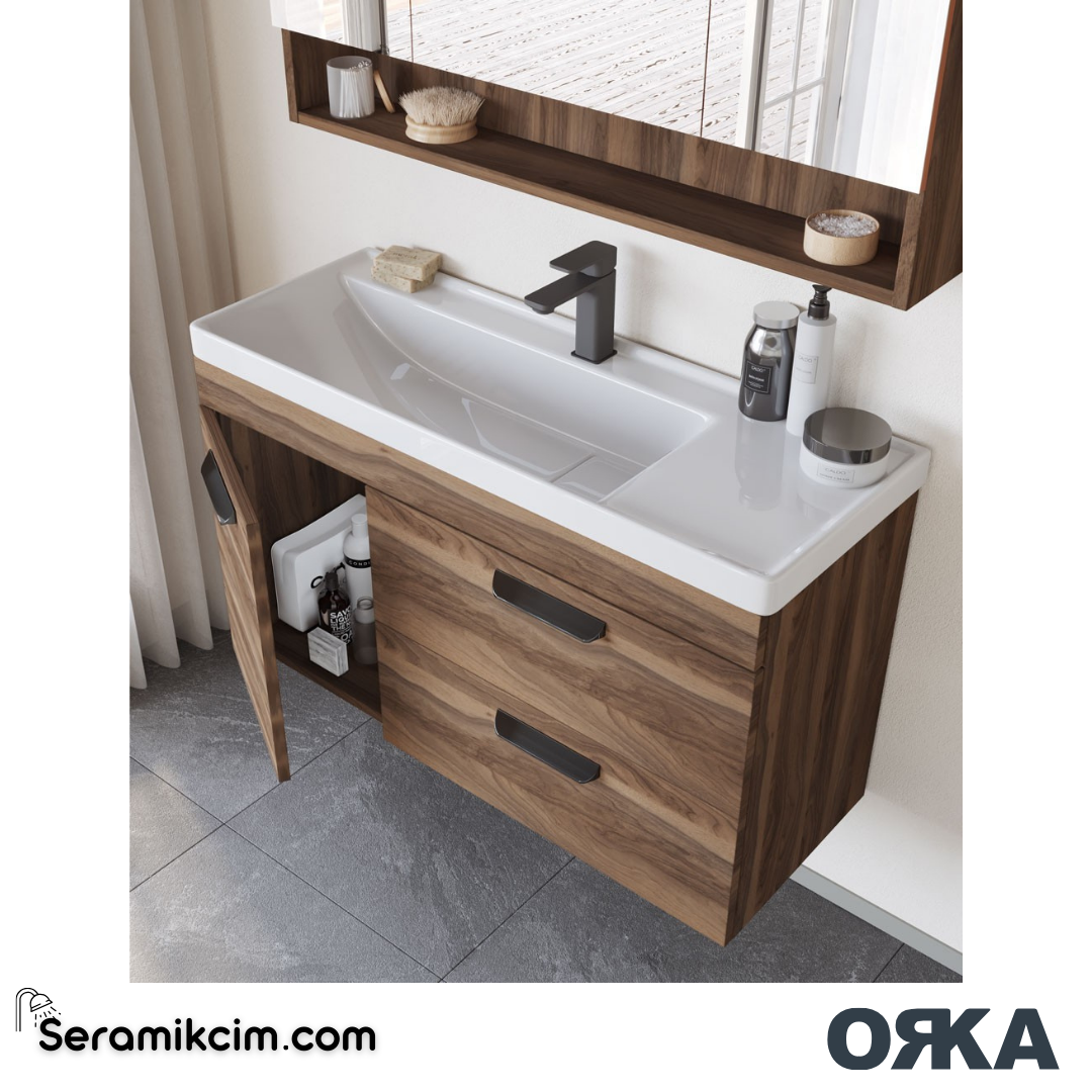 Orka Nova 100cm Banyo Dolabı Set Ella - ORK172.100.03.TKM