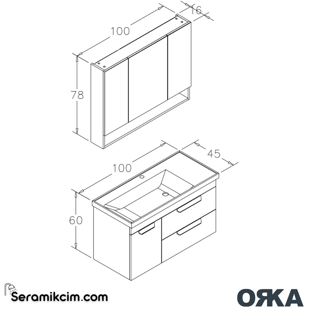 Orka Nova 100cm Banyo Dolabı Set Morgana Kiraz - ORK172.100.02.TKM