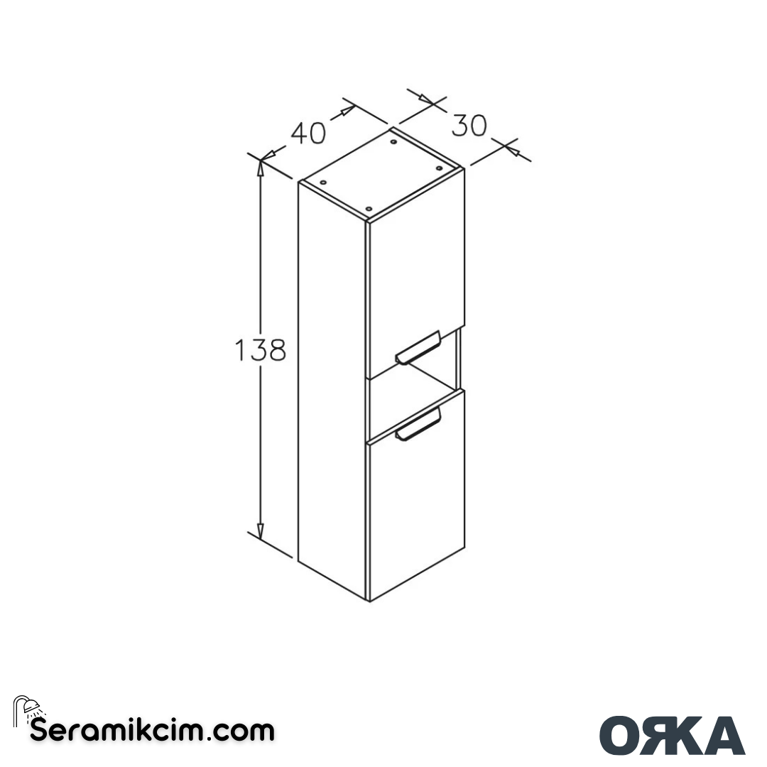 Orka Nova 40cm Boy Dolabı (Sağ-Sol) Ella - ORK.BYD1138