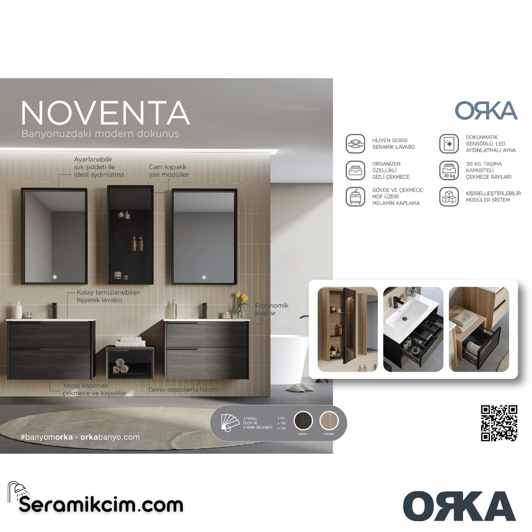 Orka Noventa 70cm Banyo Dolabı Set Cabana - ORK173.70.01.TKM