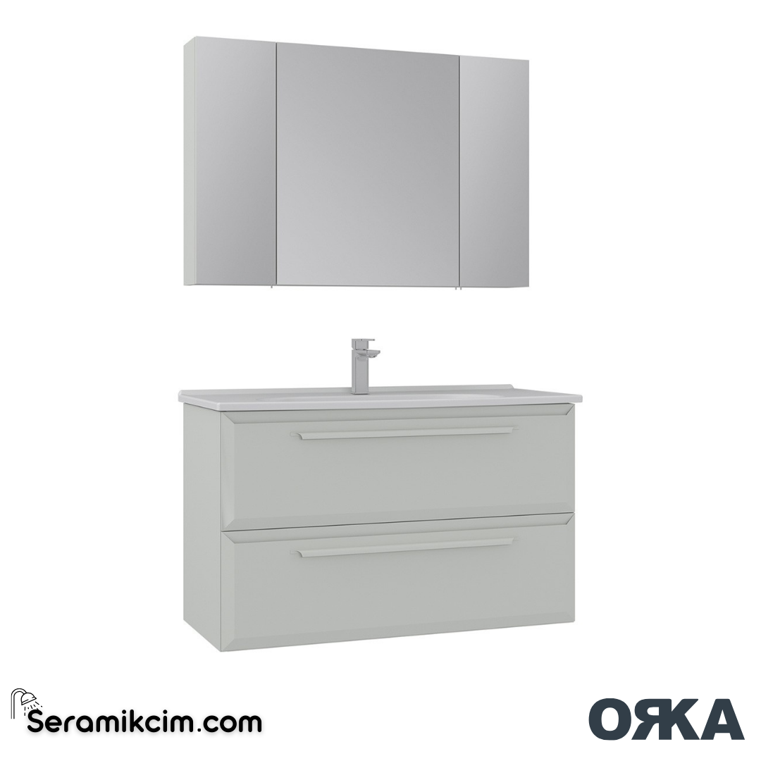 Orka Nuvola 100cm Banyo Dolabı Set Parlak Kaşmir - ORK17.100.04.TKM