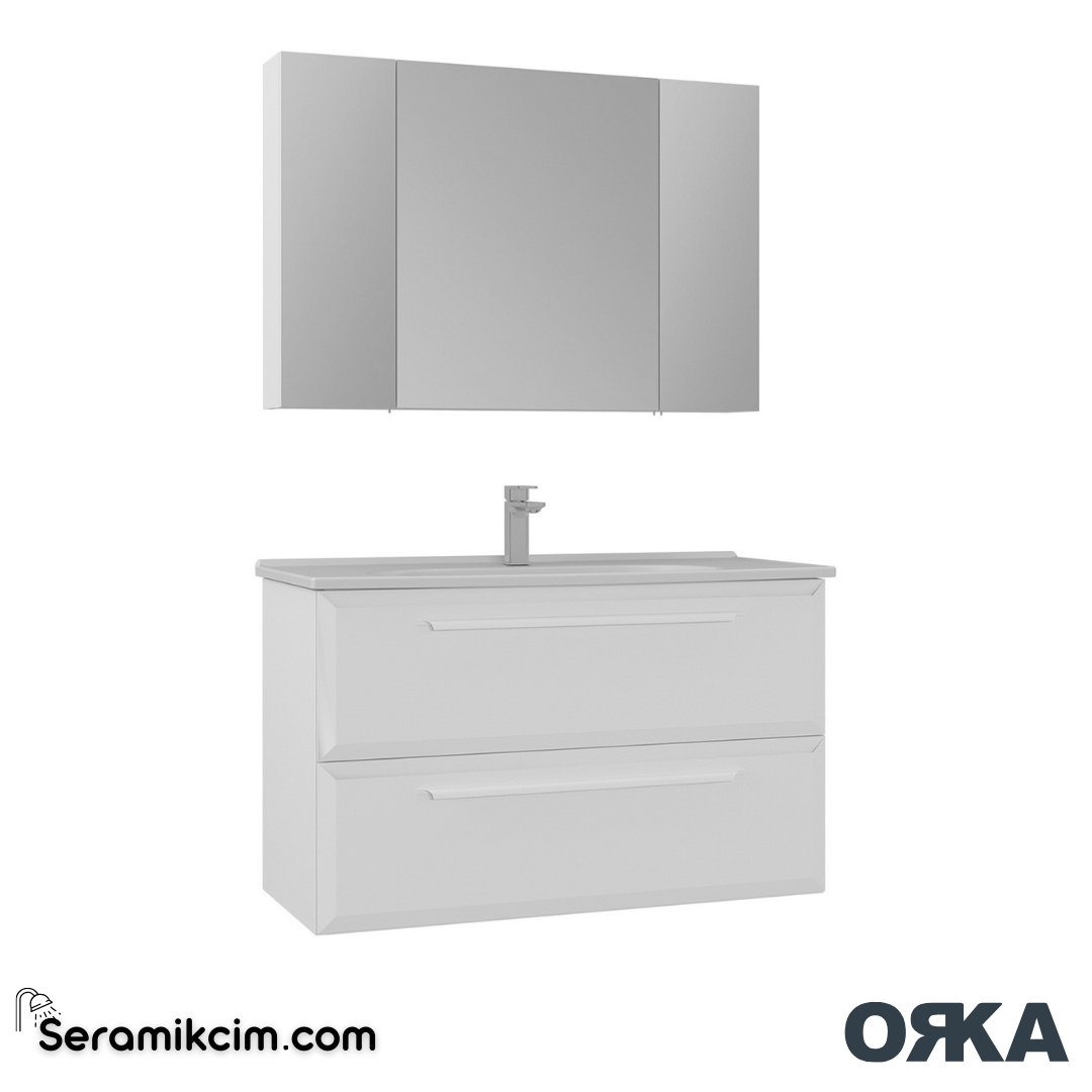 Orka Nuvola 100cm Banyo Dolabı Set Parlak Beyaz - ORK17.100.02.TKM