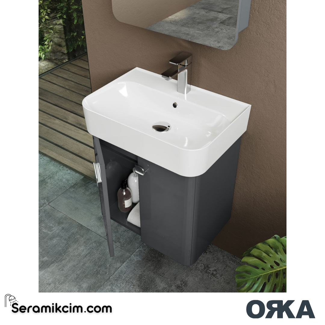 Orka Orbit 55cm Banyo Dolabı Set Parlak Cappucino - ORK180.55.04.TKM