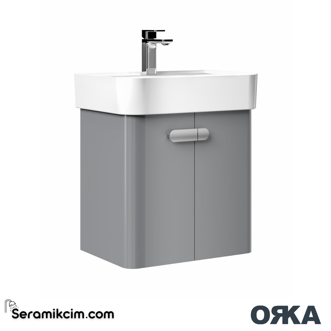 Orka Orbit 55cm Banyo Dolabı Set Parlak Gri - ORK180.55.03.TKM