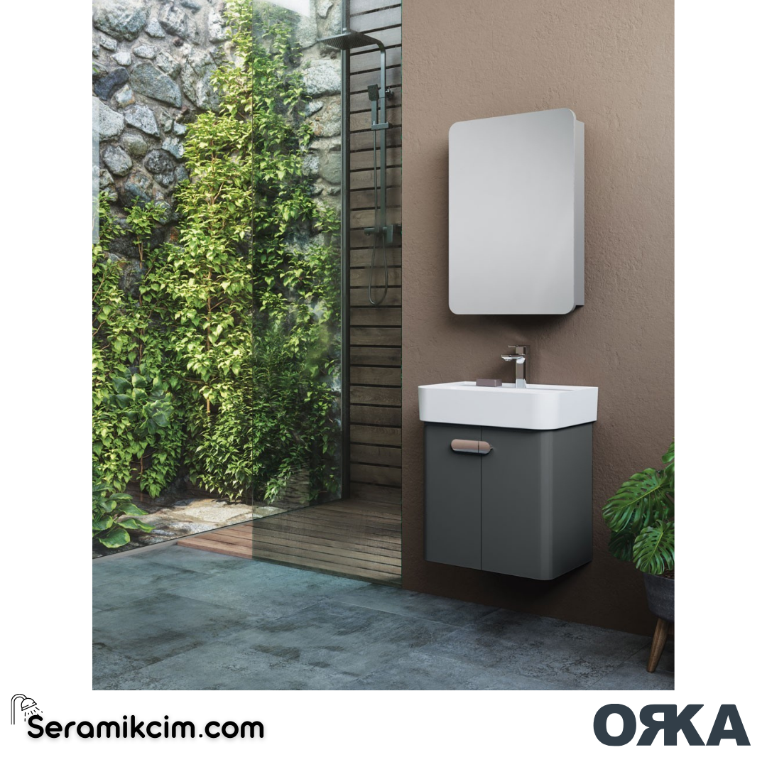 Orka Orbit 55cm Banyo Dolabı Set Parlak Gri - ORK18.55.03.TKM