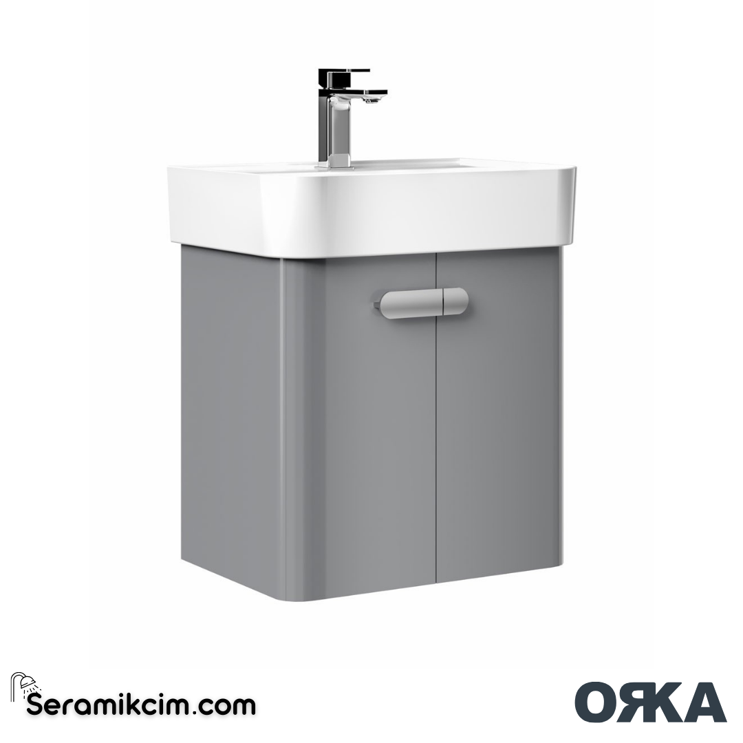 Orka Orbit 55cm Banyo Dolabı Set Parlak Gri - ORK18.55.03.TKM