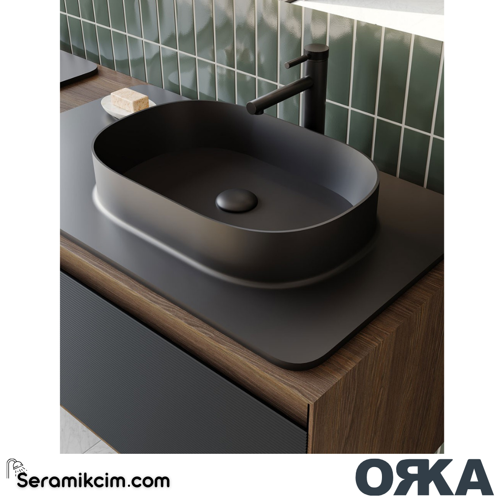 Orka Pacific 110cm Banyo Dolabı Set Mocha Meşe / Mat Gri - ORK200.110.02.TKM