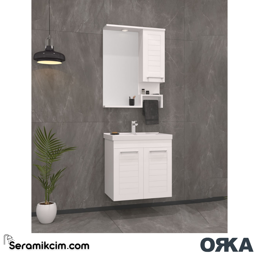 Orka Perge 65cm Banyo Dolabı Set Beyaz - ORK20.65.01.TKM