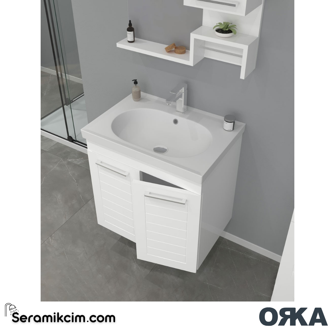 Orka Perge 65cm Banyo Dolabı Set Beyaz - ORK20.65.01.TKM