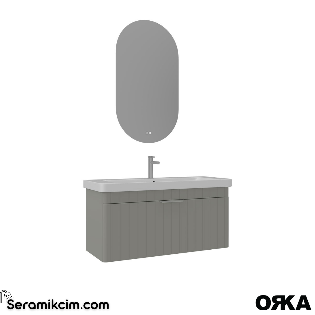 Orka Procida 105cm Banyo Dolabı Set (Krom Detay) Mat Kaşmir