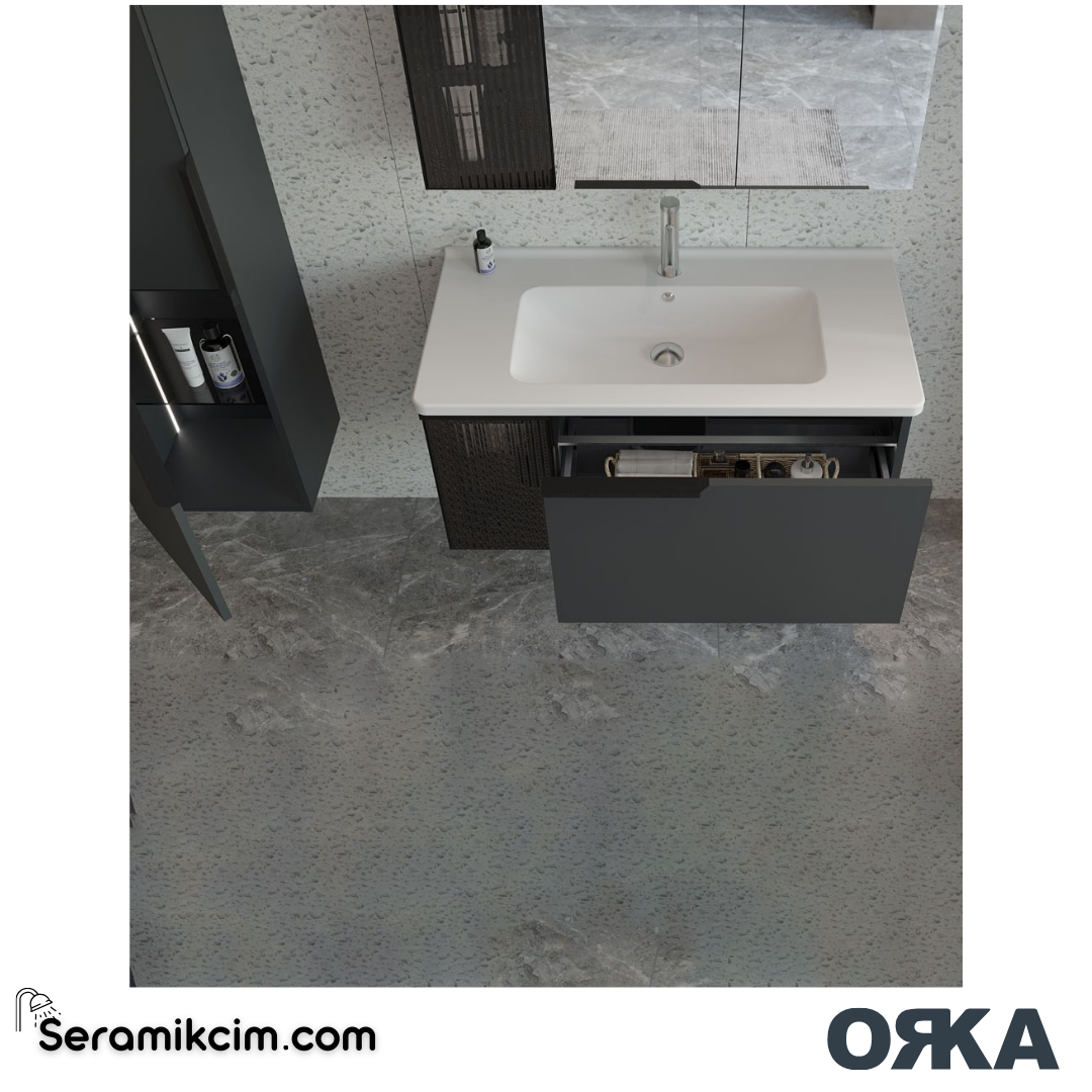 Orka Pure 100cm Banyo Dolabı Set Mat Beyaz - ORK202.100.02.TKM