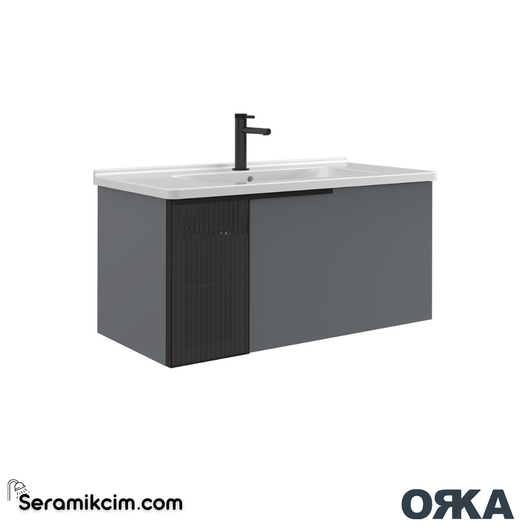 Orka Pure 100cm Banyo Dolabı Set Mat Gri - ORK202.100.03.TKM