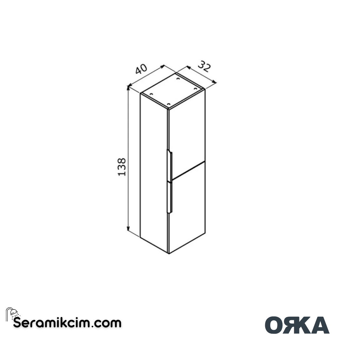 Orka Pure 40cm Boy Dolabı (Sağ-Sol) Mat Beyaz - ORK.BYD1155