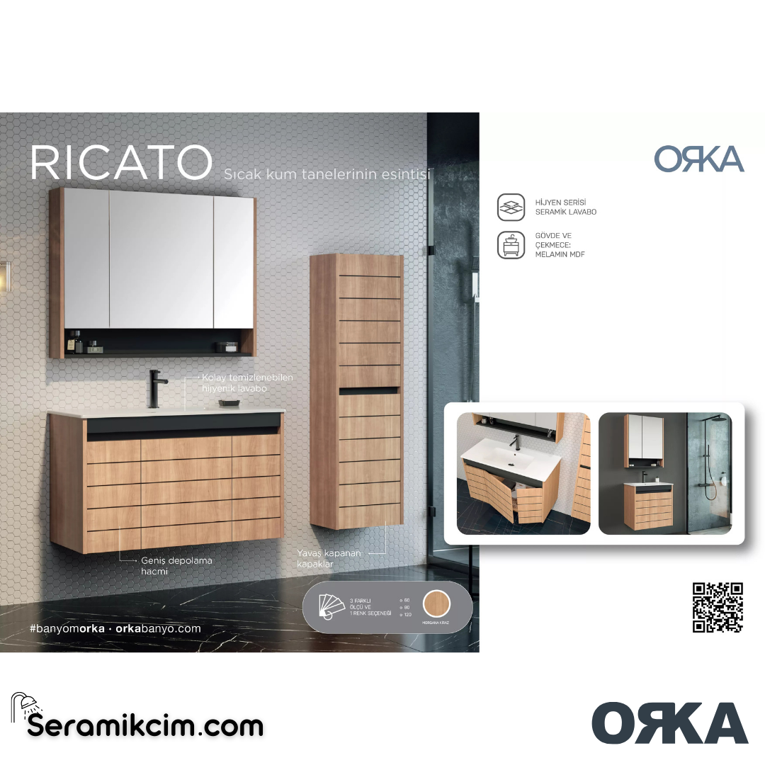 Orka Ricato 60cm Banyo Dolabı Set Morgana Kiraz Antrasit - ORK210.60.01.TKM