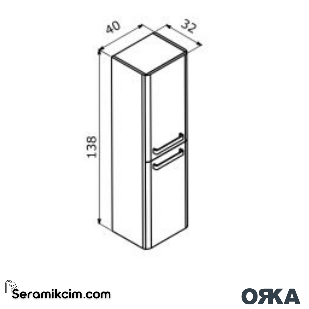 Orka Rose 40cm Boy Dolabı (Sağ-Sol) Parlak Beyaz - ORK.BYD1090