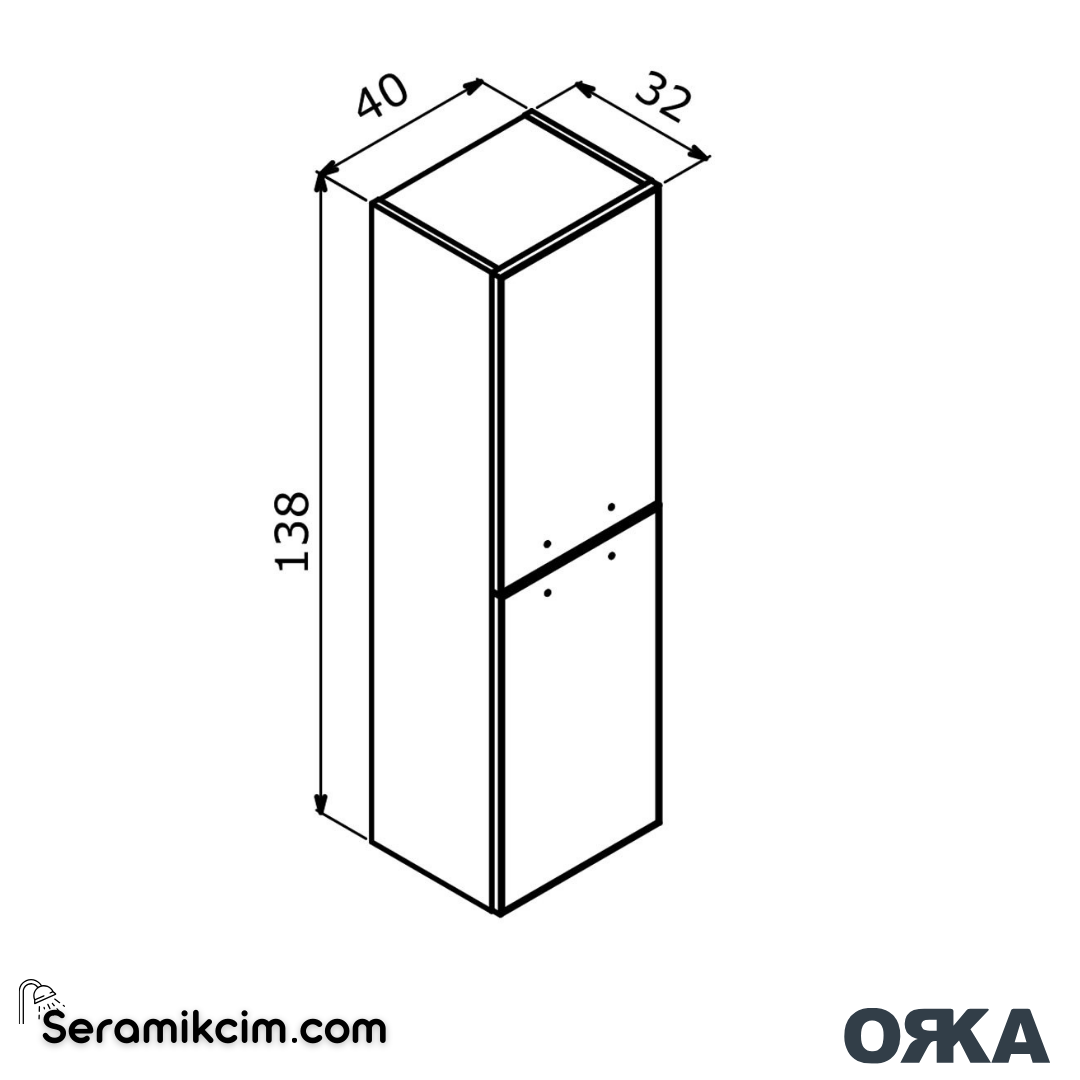 Orka Salerno 40cm Boy Dolabı (Sağ-Sol) Mat Altın Kulp Legnano / Mat Antrasit - ORK.BYD1158