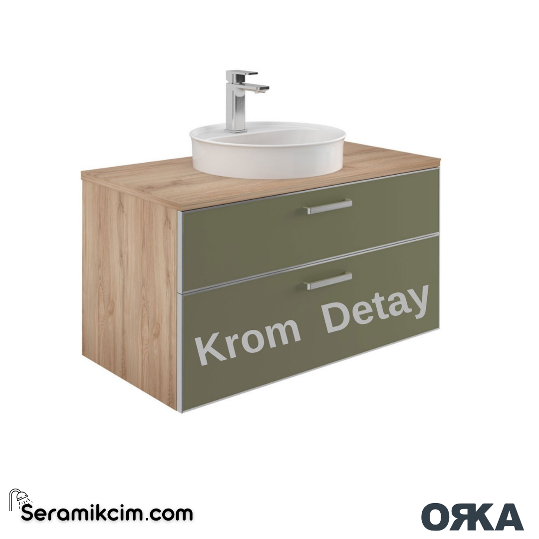 Orka Salerno 95cm Banyo Dolabı Set Mat Krom Kulp Legnano / Mat Sardunya - ORK222.95.03.TKM