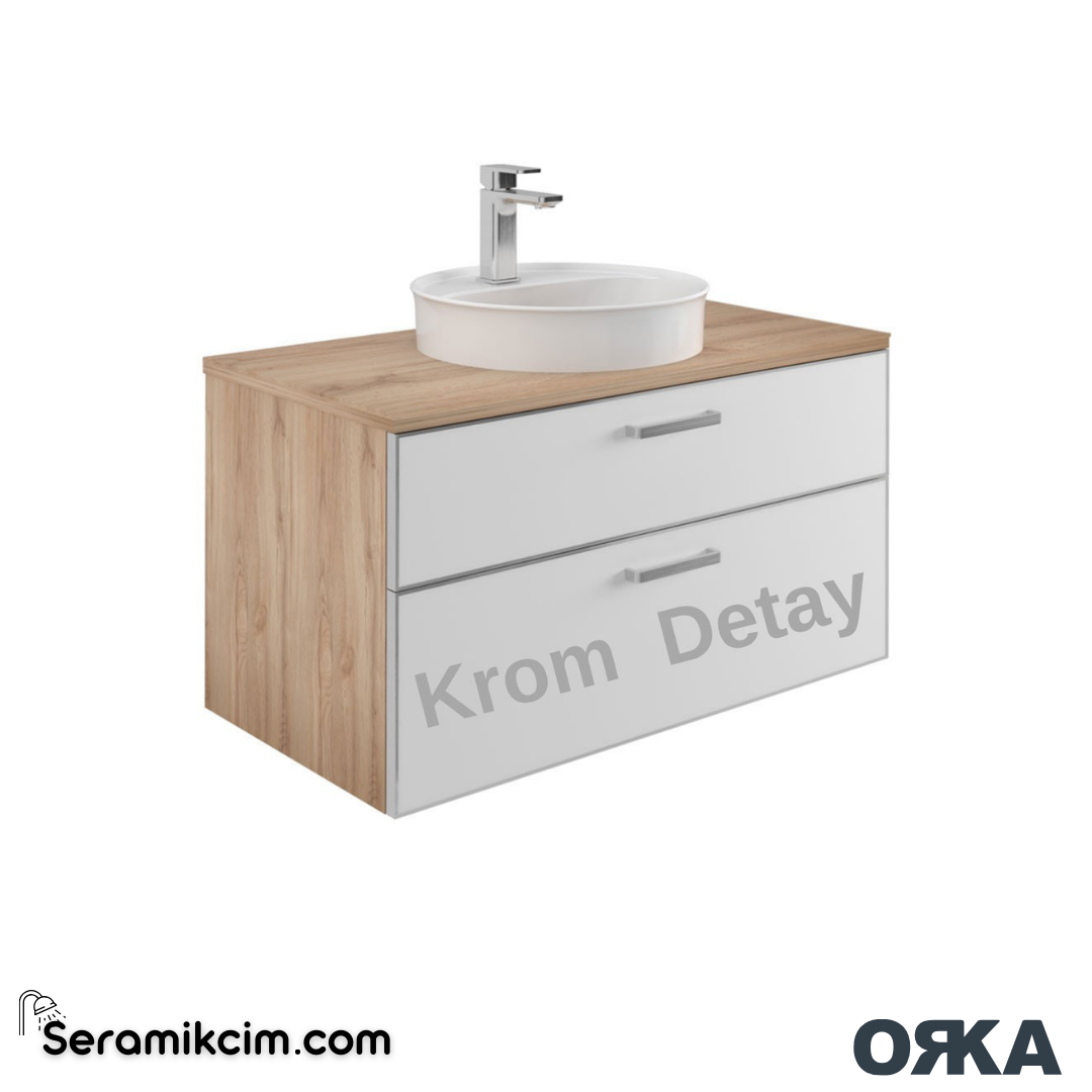 Orka Salerno 95cm Banyo Dolabı Set Mat Krom Kulp Legnano / Mat Beyaz - ORK222.95.02.TKM