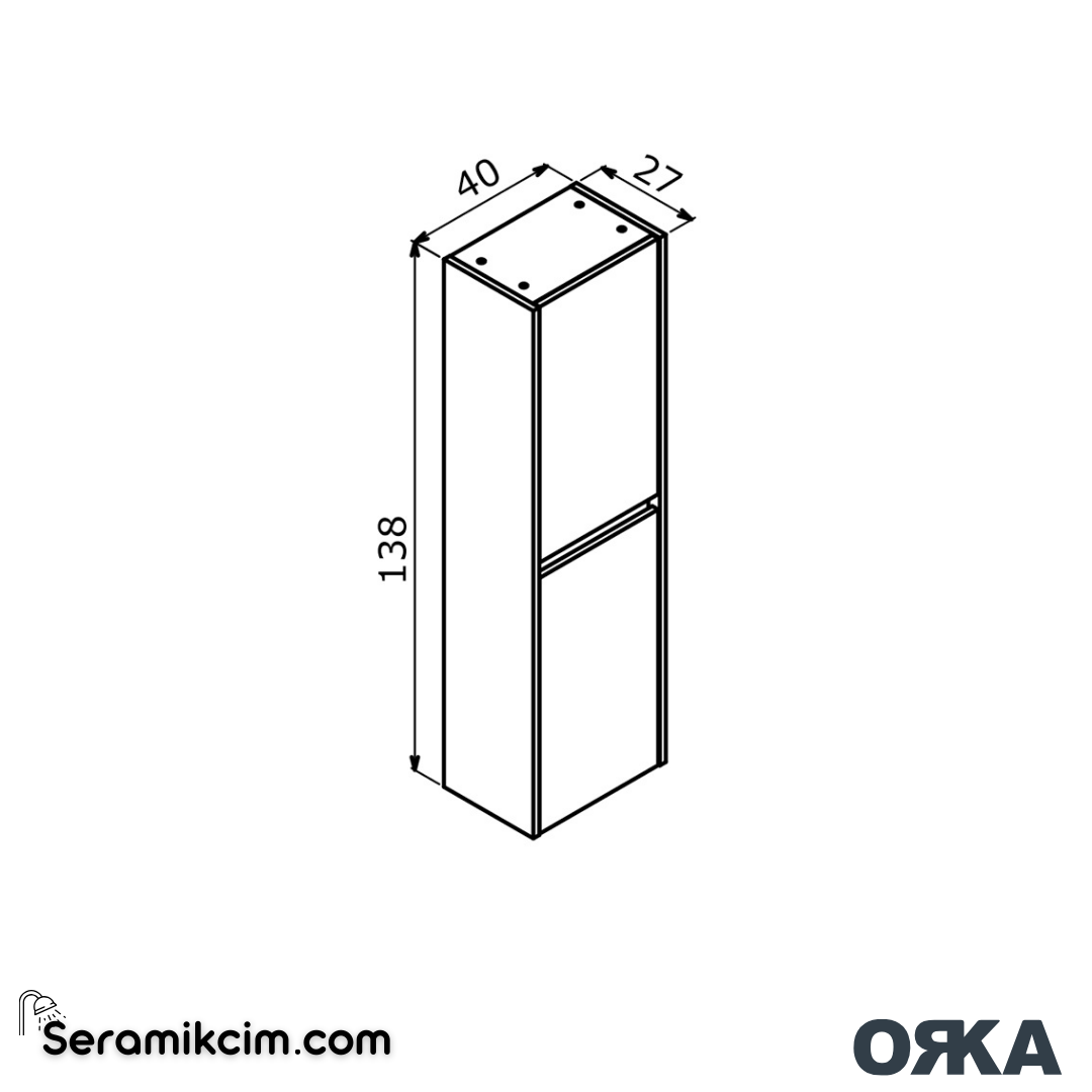 Orka Side 40cm Boy Dolabı (Sağ-Sol) Beyaz - ORK.BYD1217