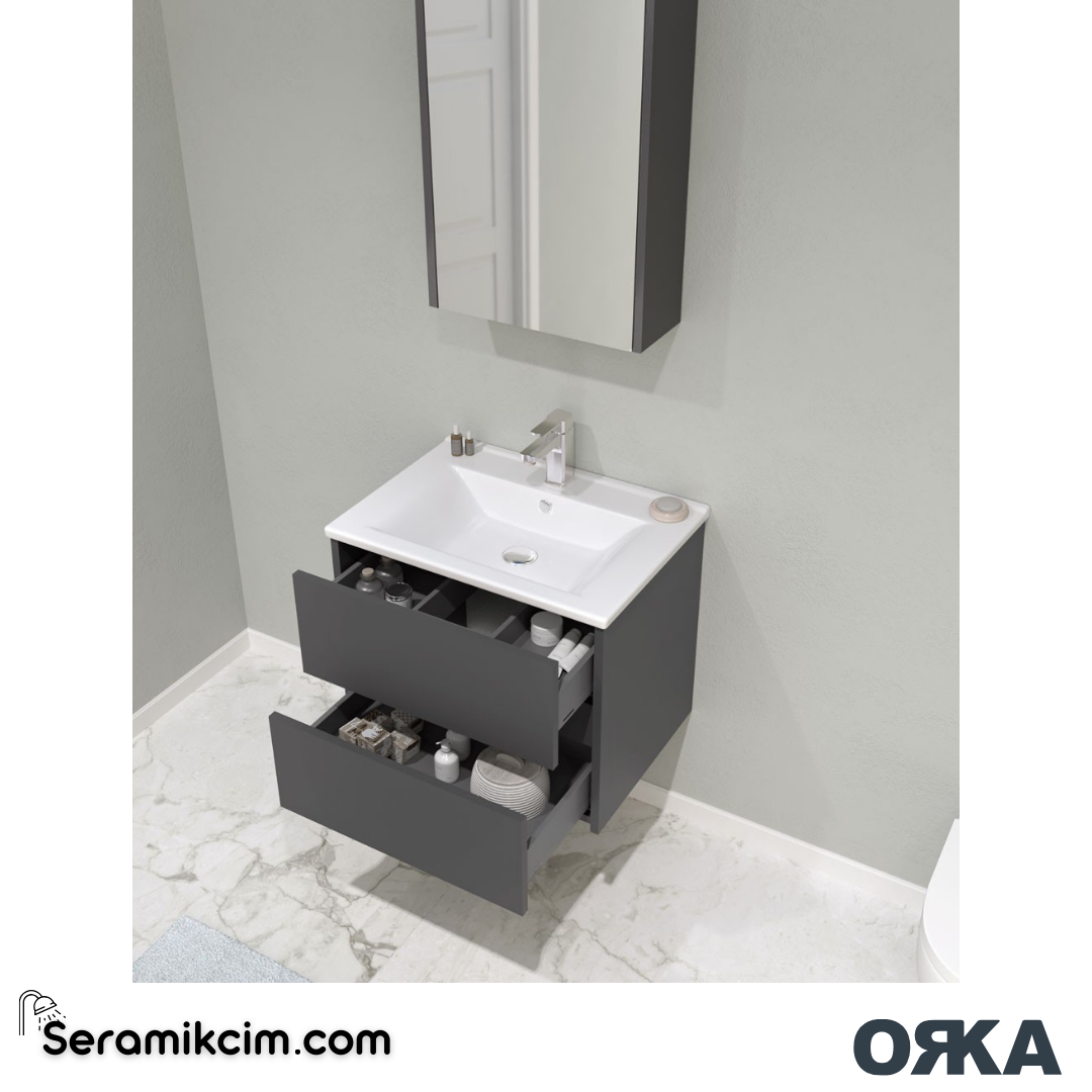 Orka Side 65cm Çekmeceli Banyo Dolabı Set Legnano - ORK225.65.04.TKM