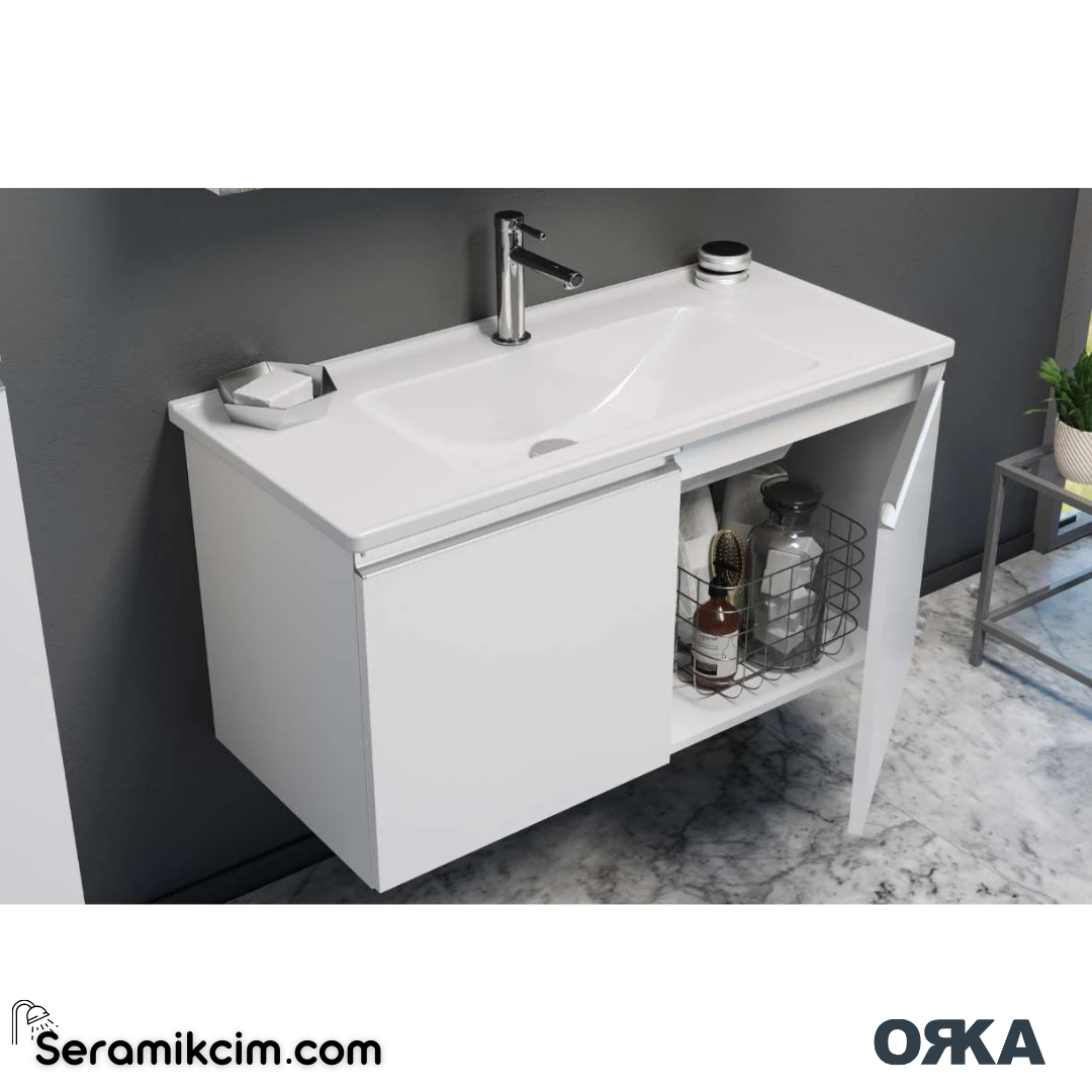 Orka Terme 80cm Banyo Dolabı Set Beyaz - TRM80T