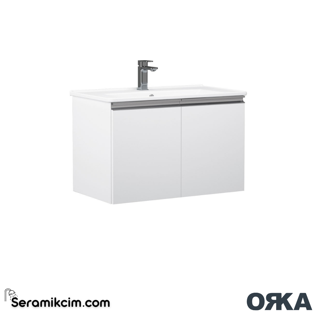 Orka Terme 80cm Banyo Dolabı Set Kapaklı Parlak Beyaz - ORK240.80.01.TKM