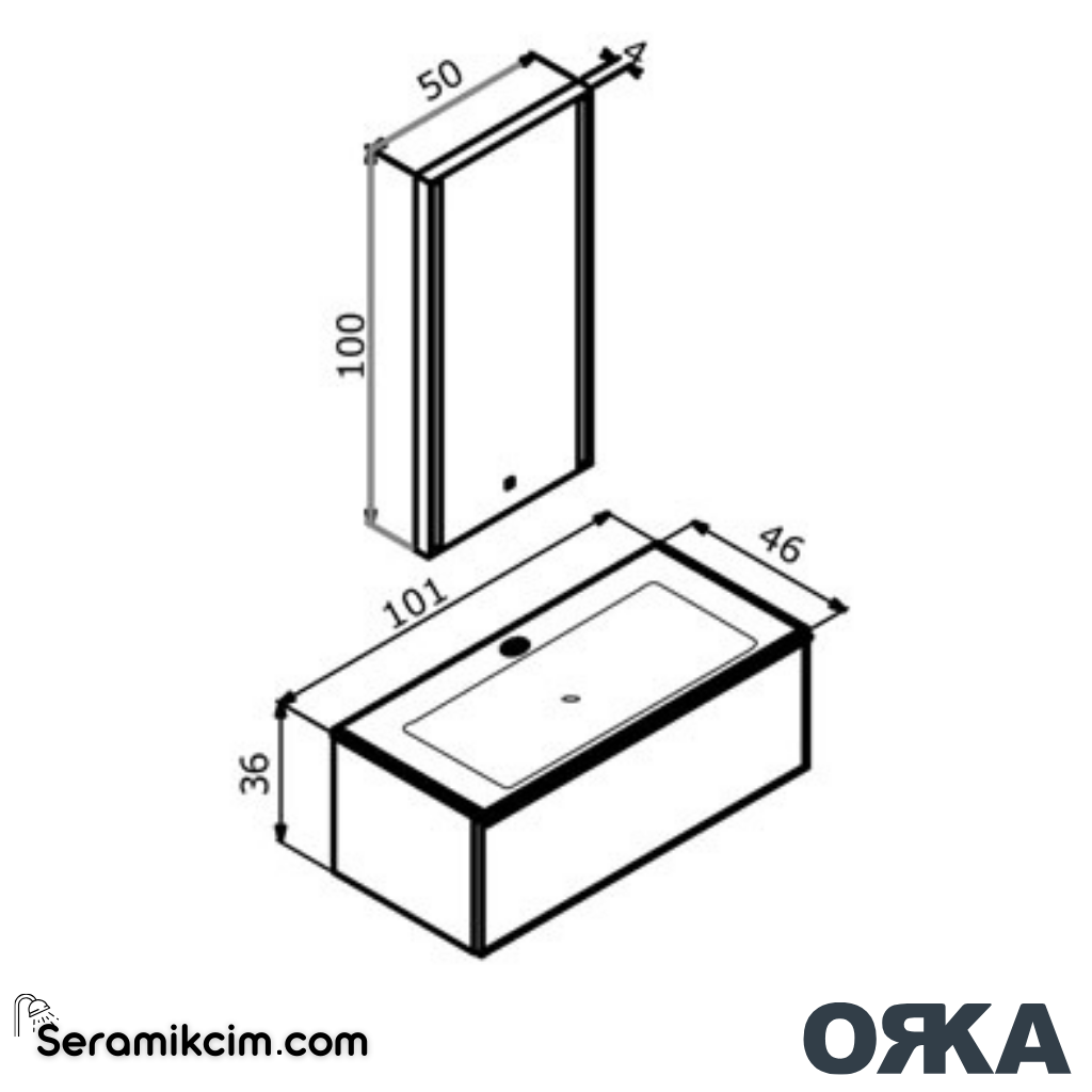 Orka Urban 100cm Banyo Dolabı Set Mat Beyaz - ORK25.100.02.TKM