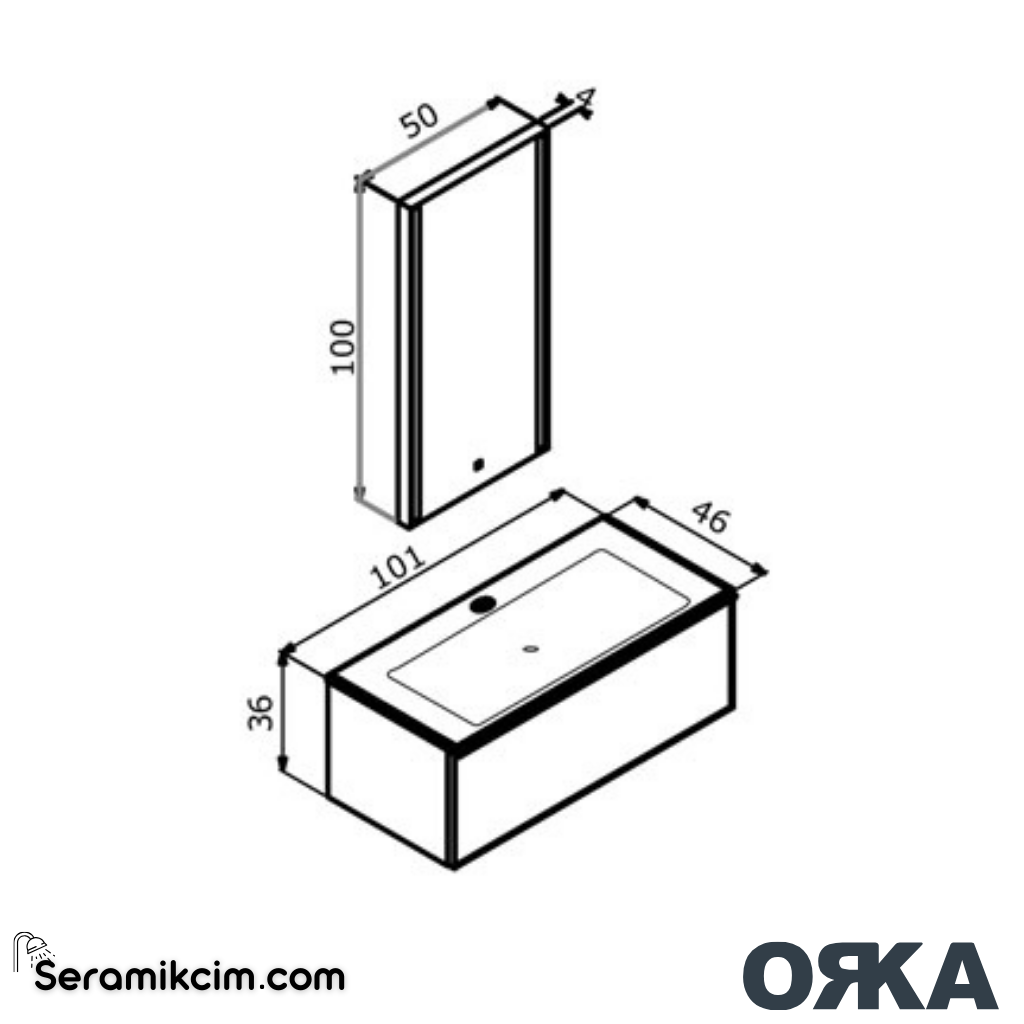 Orka Urban 100cm Banyo Dolabı Set Mat Gri - ORK25.100.03.TKM