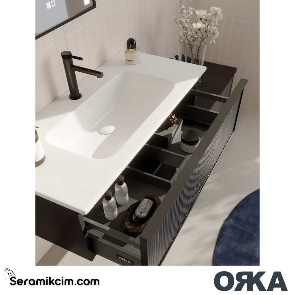 Orka Urban 100cm Banyo Dolabı Set Mat Gri - ORK25.100.03.TKM