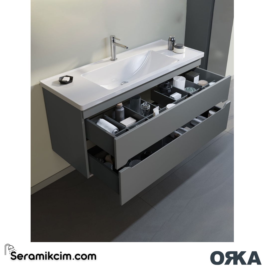 Orka Varna 100cm Banyo Dolabı Set Mat Kaşmir - ORK270.100.04.TKM
