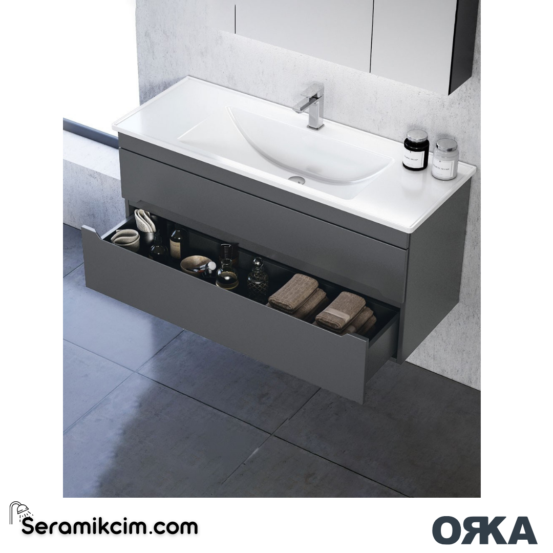 Orka Varna 100cm Banyo Dolabı Set Mat Kaşmir - ORK270.100.04.TKM