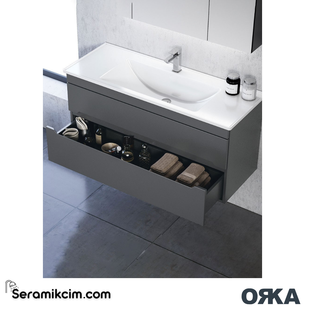 Orka Varna 120cm Banyo Dolabı Set Mat Gri - ORK270.120.03.TKM